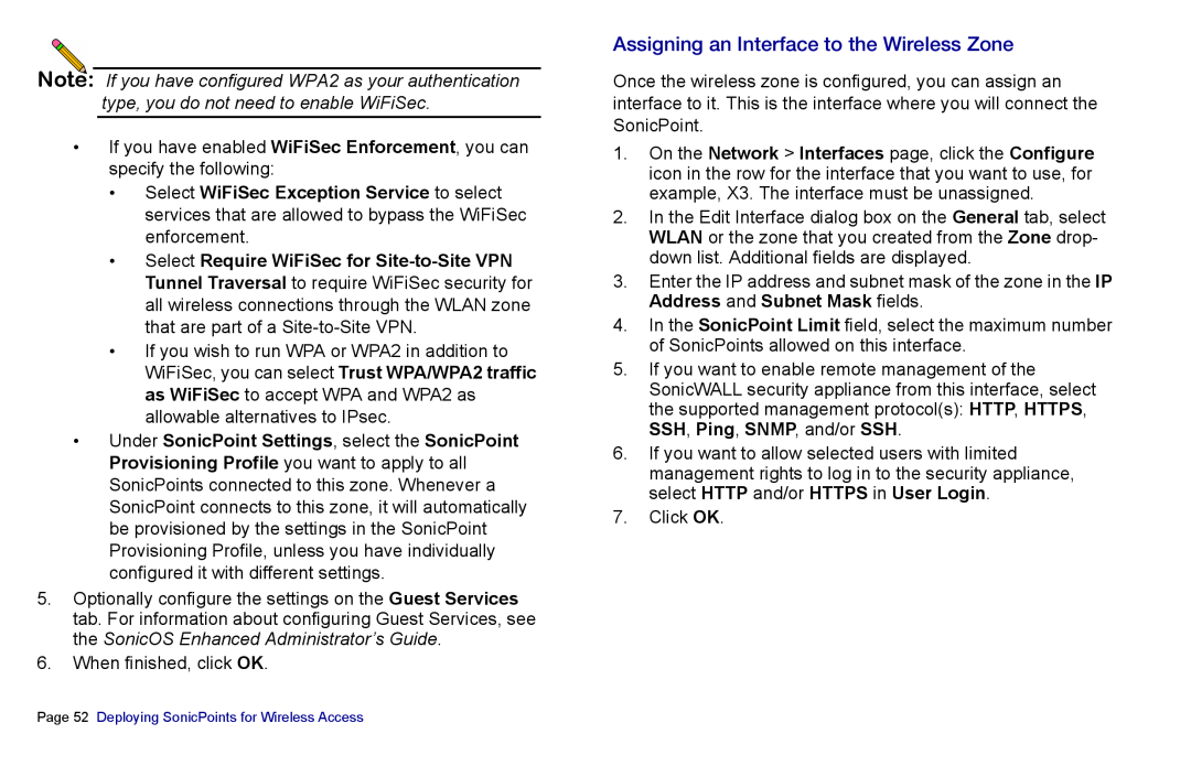 SonicWALL 4500, NSA 5000, 3500 manual Assigning an Interface to the Wireless Zone 