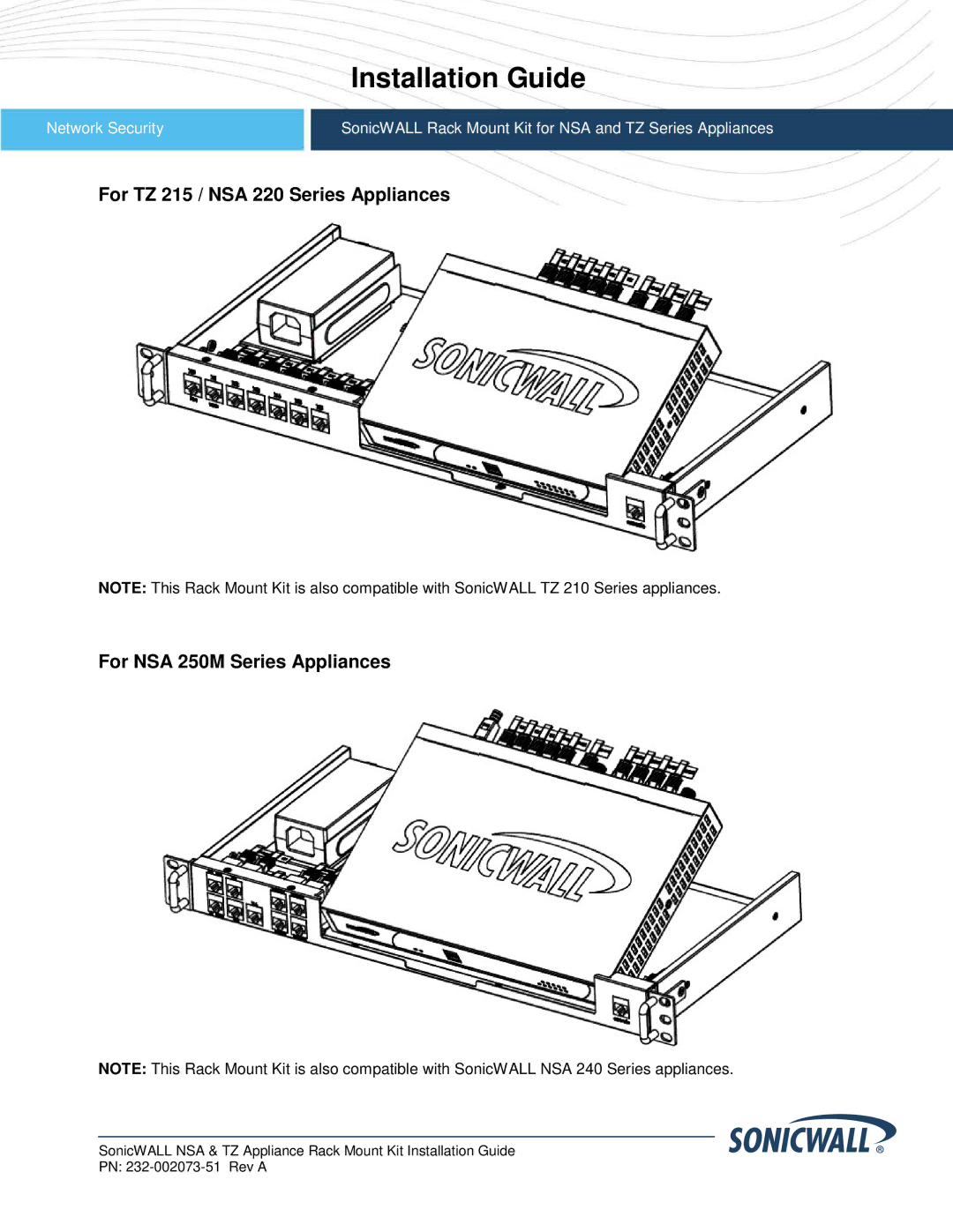 SonicWALL nsa220 manual Installation Guide 