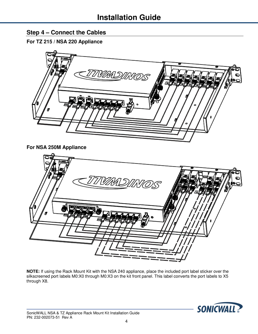 SonicWALL nsa220 manual Connect the Cables 