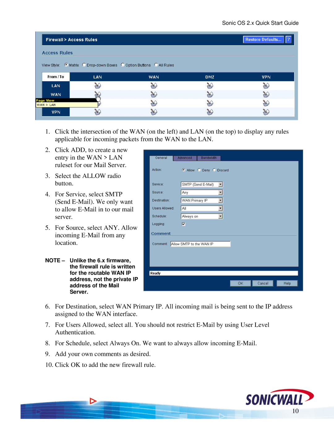 SonicWALL quick start Sonic OS 2.x Quick Start Guide 