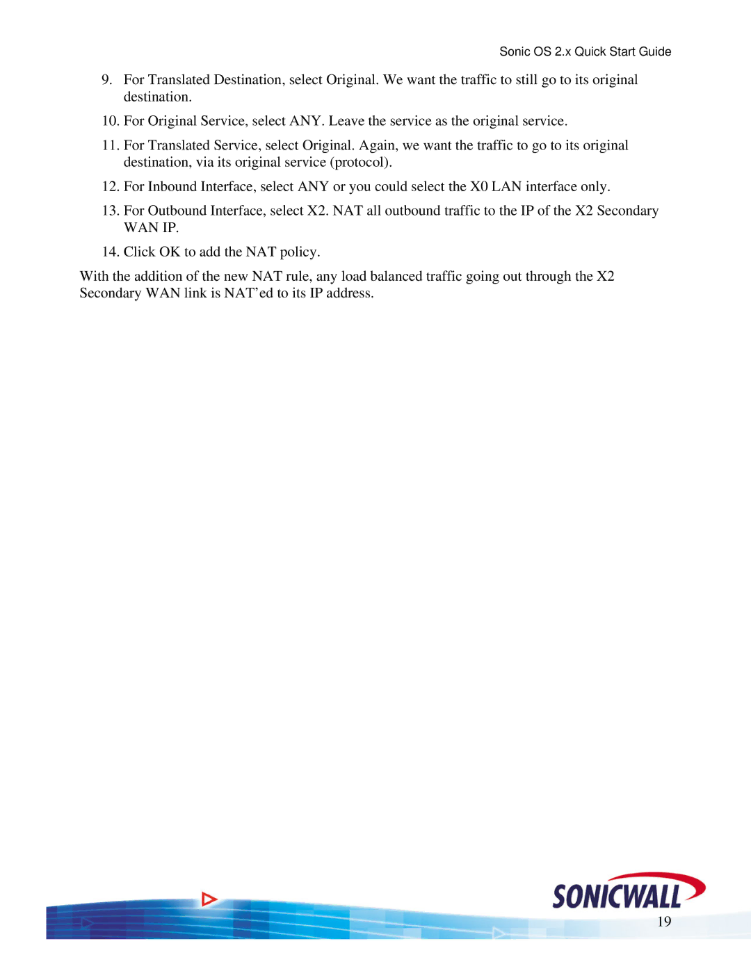 SonicWALL OS 2.x quick start Wan Ip 