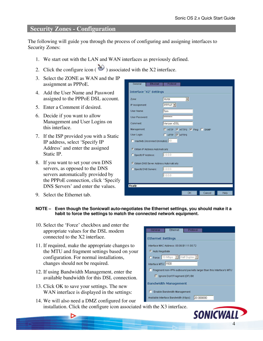 SonicWALL OS 2.x quick start Security Zones Configuration 