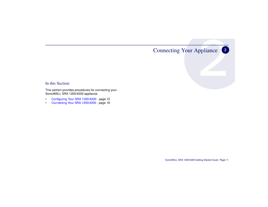 SonicWALL SRA 1200/4200 manual Connecting Your Appliance, This Section 