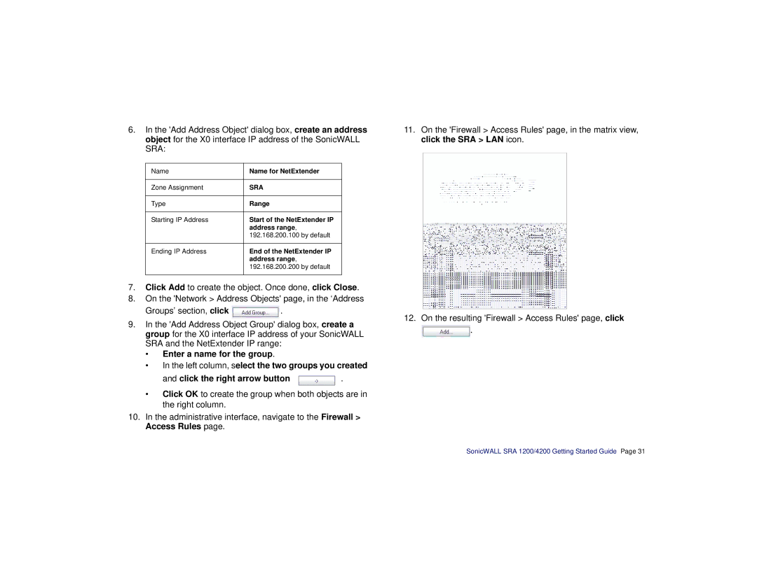 SonicWALL SRA 1200/4200 manual Name for NetExtender 