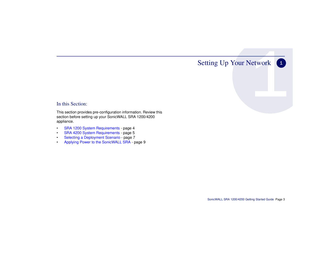 SonicWALL SRA 1200/4200 manual Setting Up Your Network, This Section 