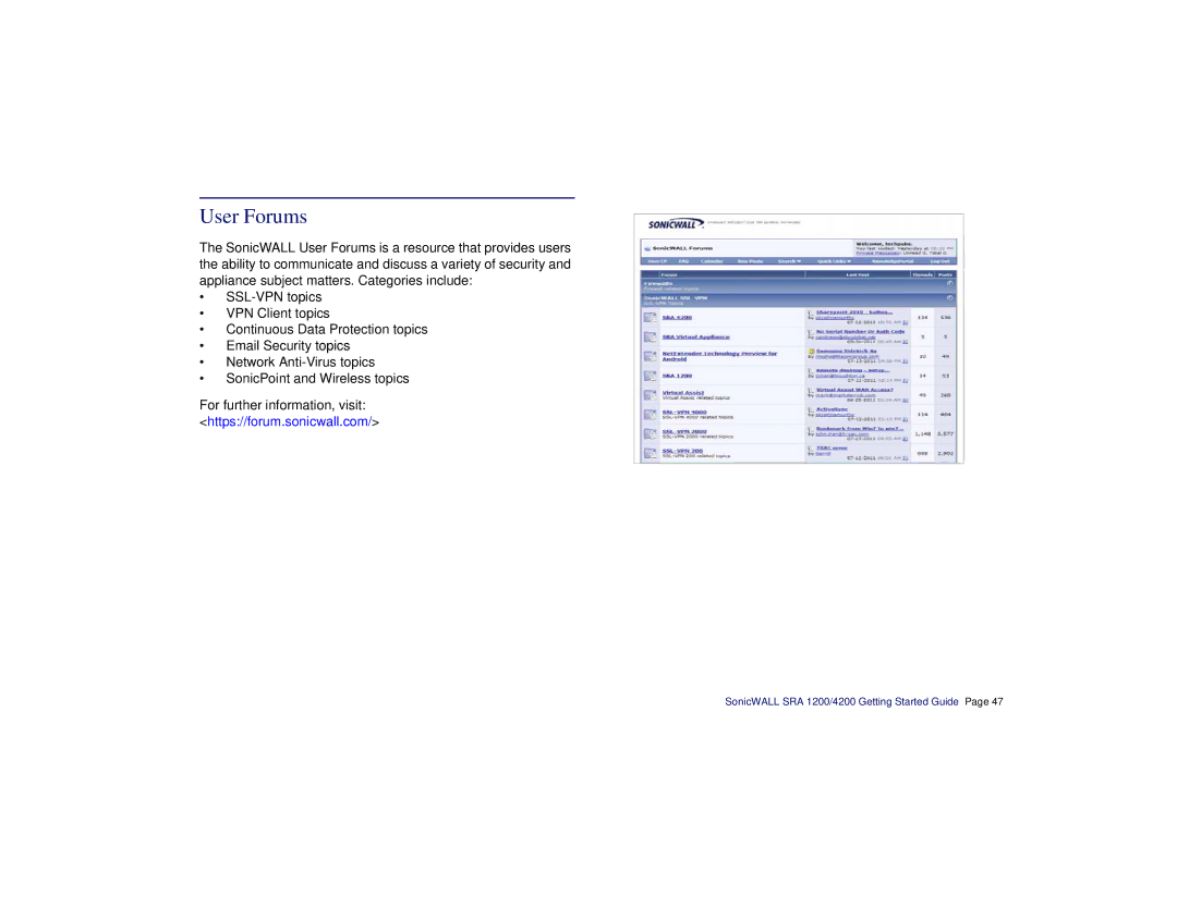 SonicWALL SRA 1200/4200 manual User Forums 