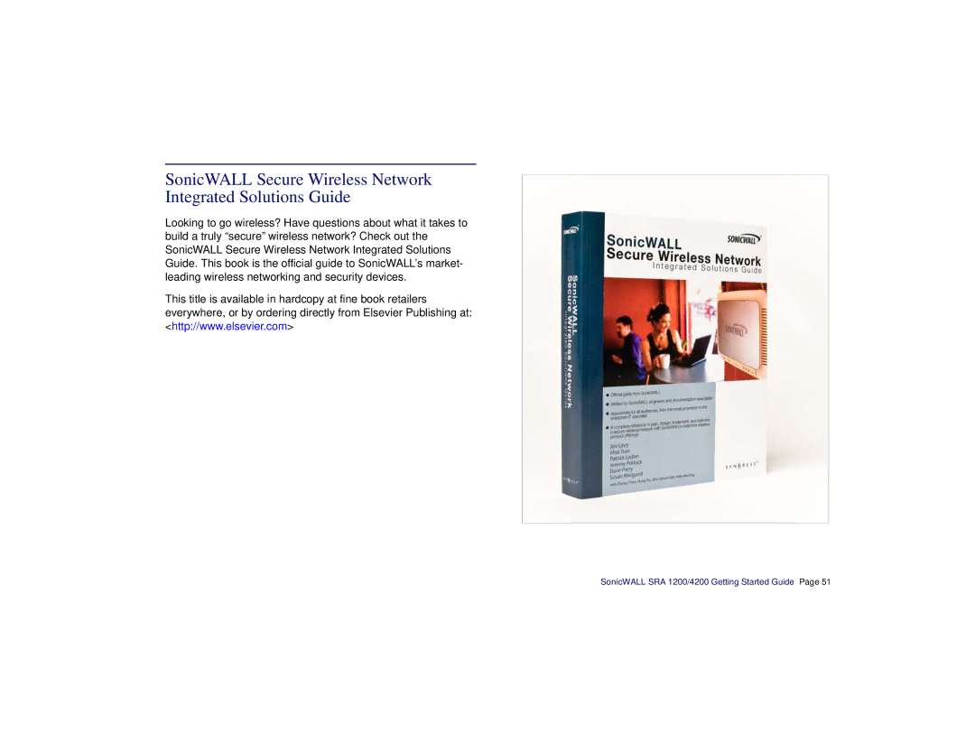 SonicWALL SRA 1200/4200 manual SonicWALL Secure Wireless Network Integrated Solutions Guide 