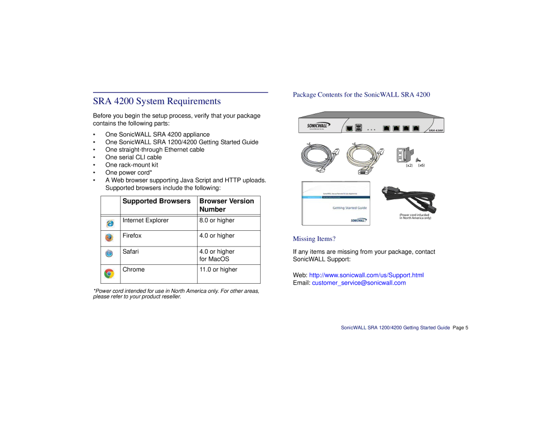 SonicWALL SRA 1200/4200 manual SRA 4200 System Requirements 