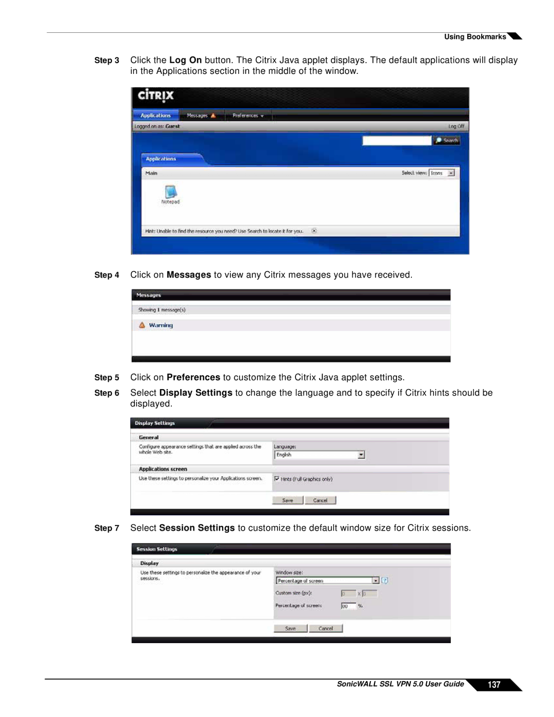 SonicWALL SSL VPN 5.0 manual 137 