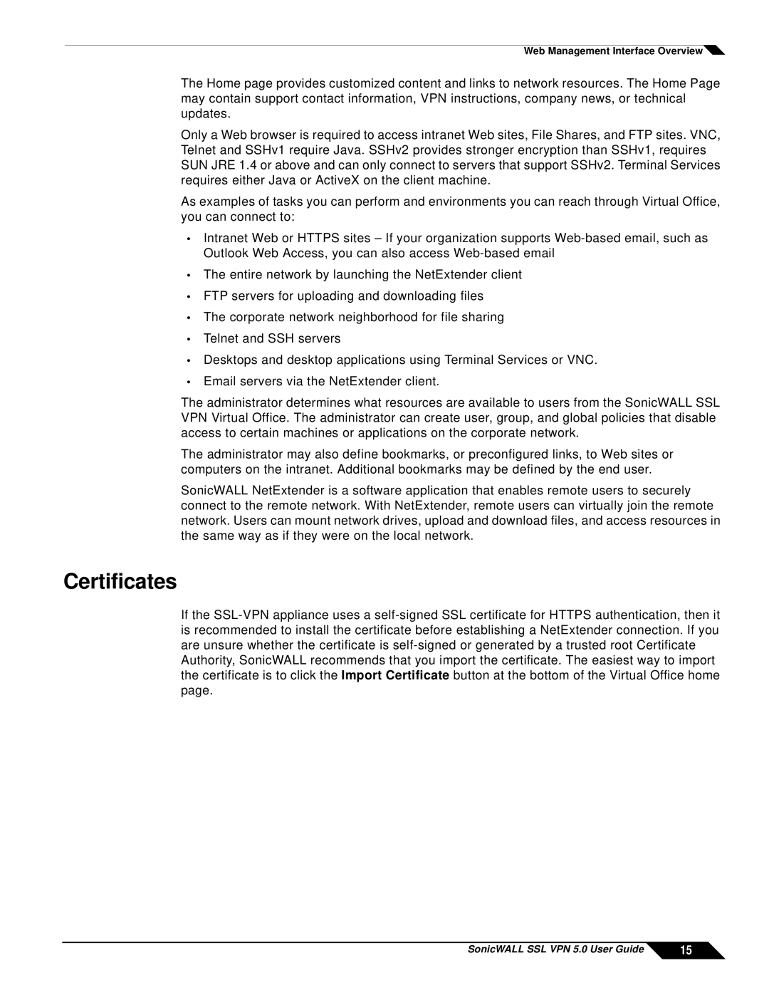 SonicWALL SSL VPN 5.0 manual Certificates 