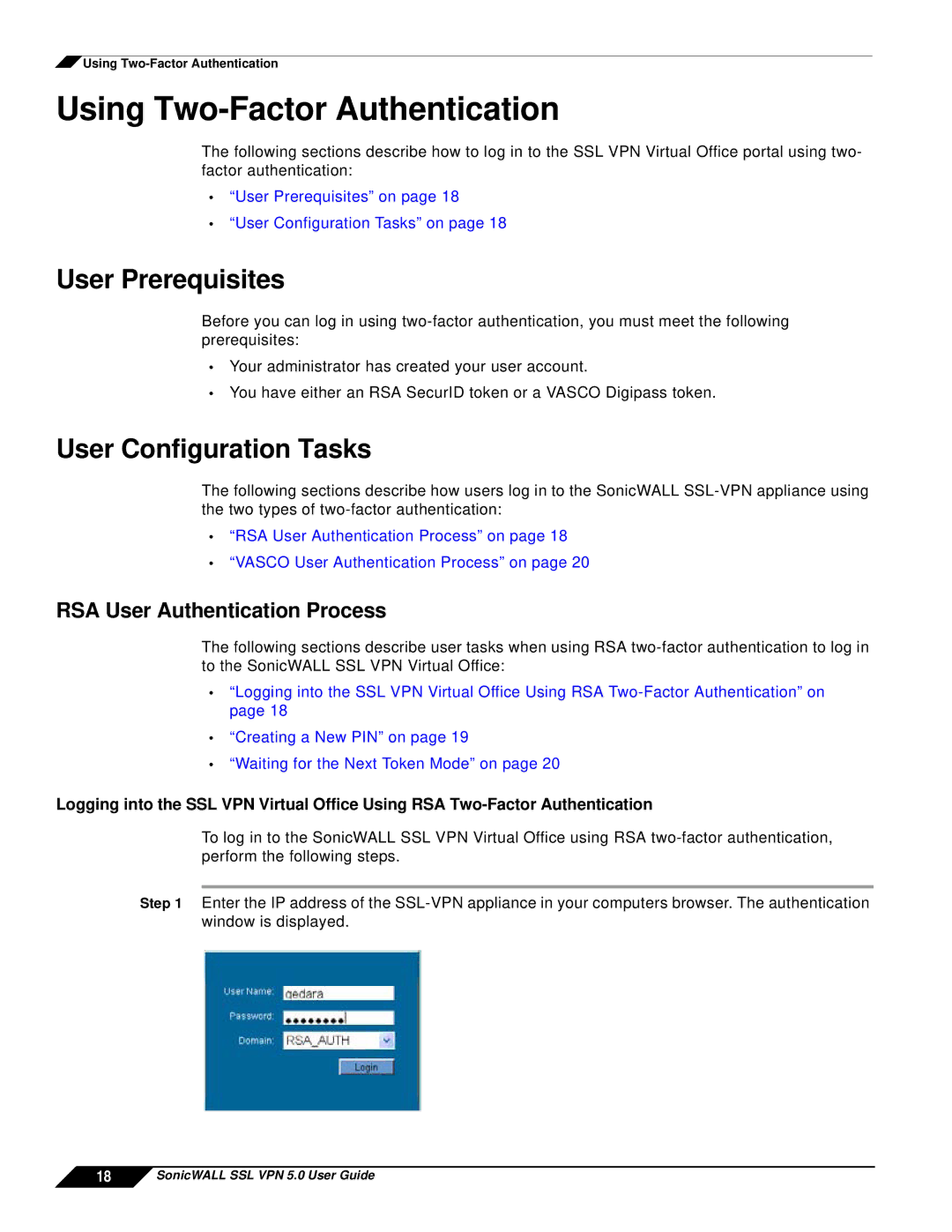 SonicWALL SSL VPN 5.0 manual Using Two-Factor Authentication, User Prerequisites, User Configuration Tasks 