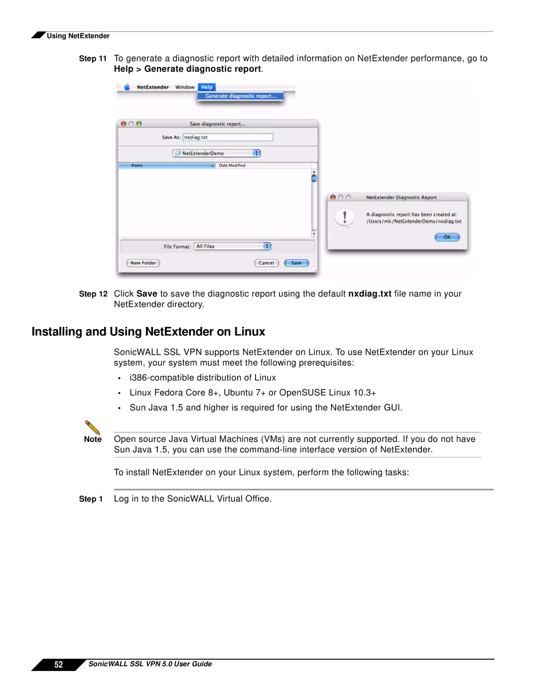 SonicWALL SSL VPN 5.0 manual Installing and Using NetExtender on Linux 