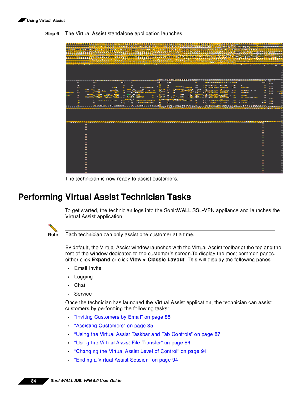 SonicWALL SSL VPN 5.0 manual Performing Virtual Assist Technician Tasks 