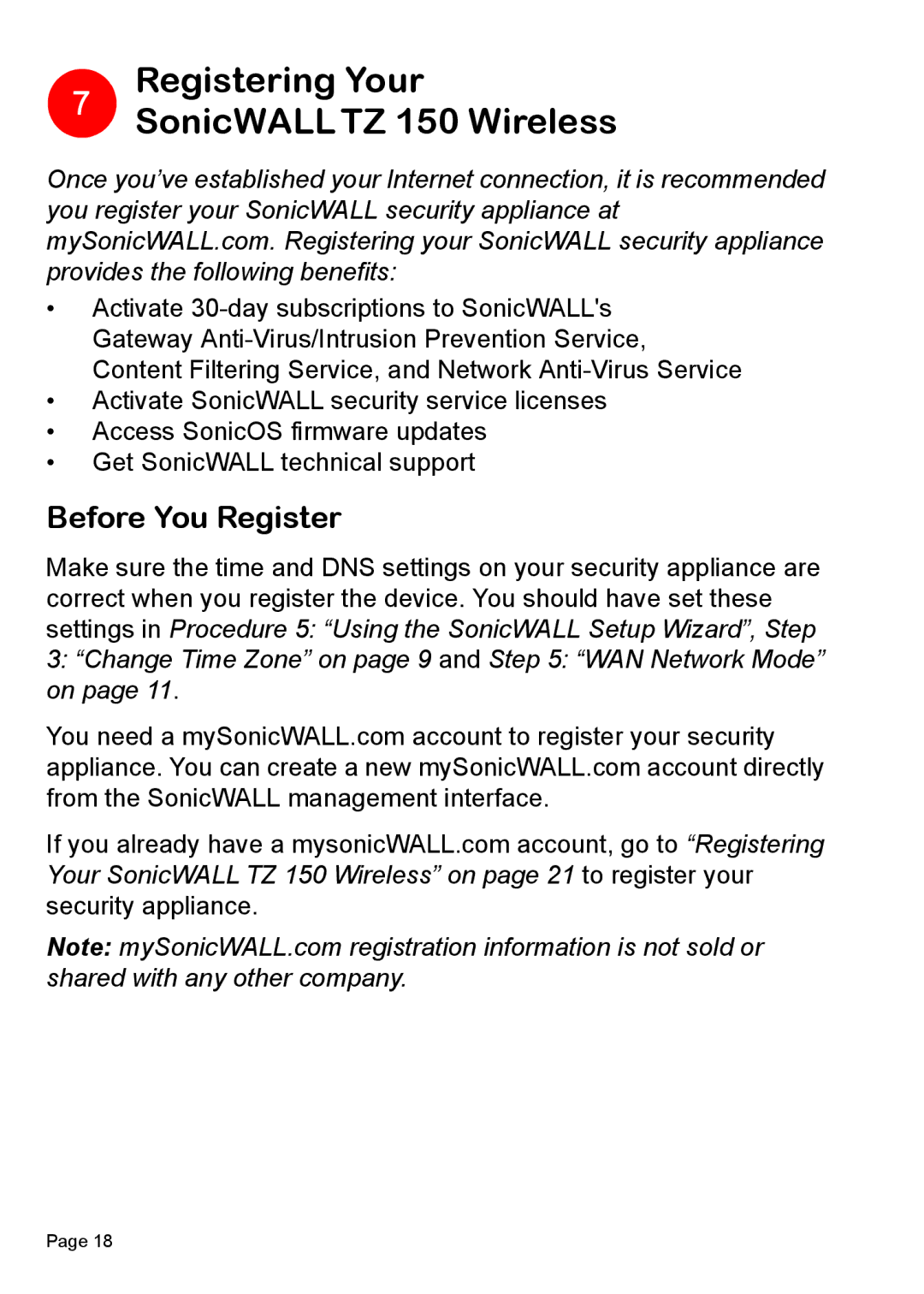 SonicWALL manual Registering Your SonicWALLTZ 150 Wireless, Before You Register 