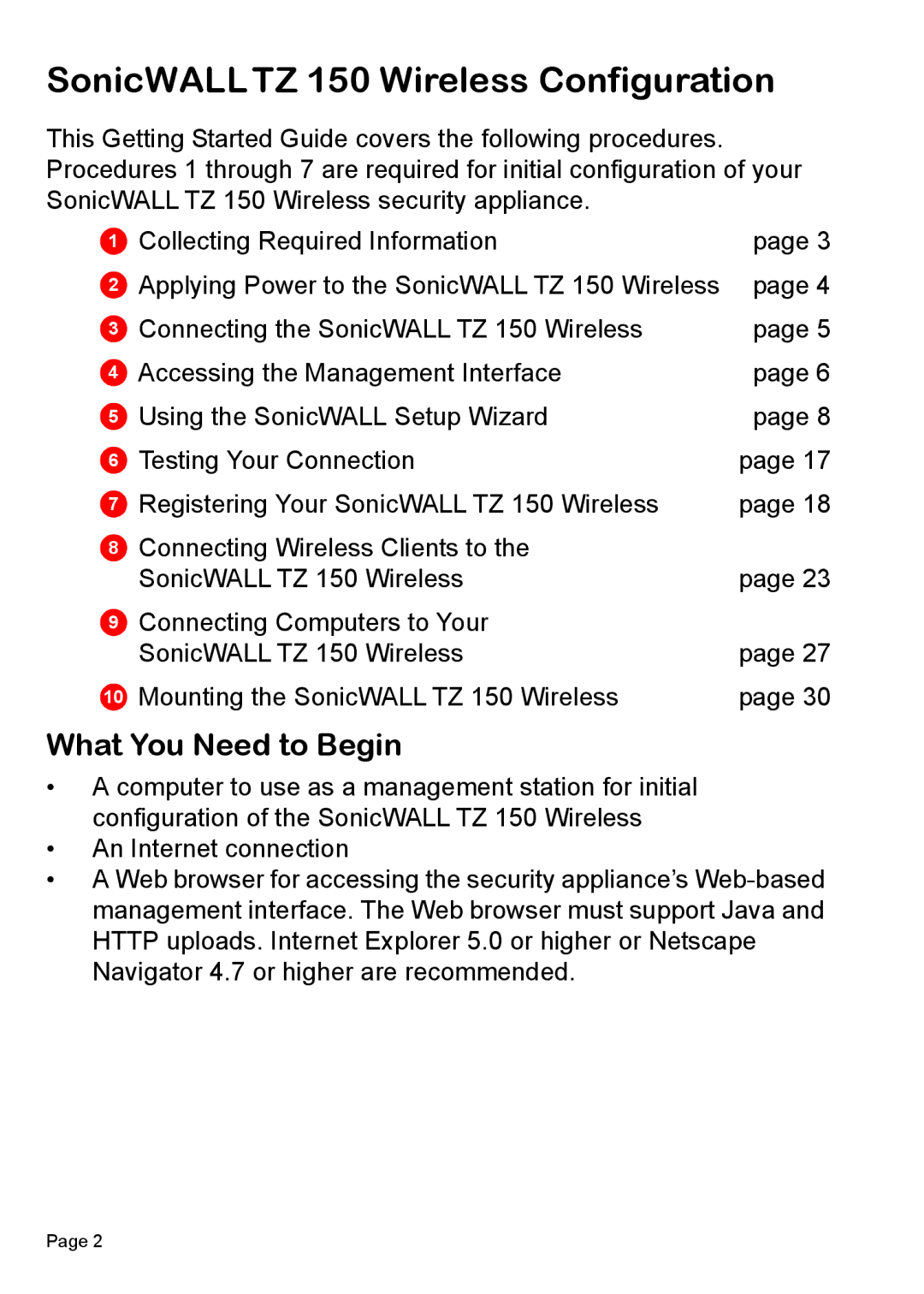 SonicWALL manual SonicWALLTZ 150 Wireless Configuration, What You Need to Begin 