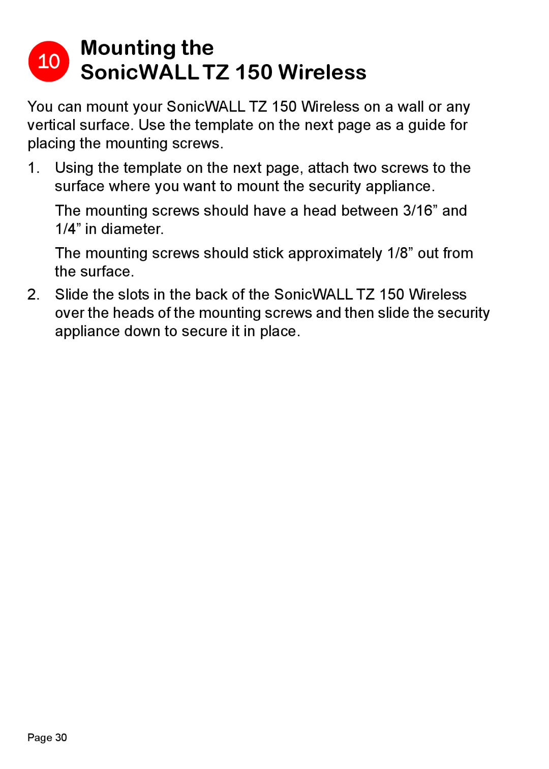 SonicWALL manual Mounting SonicWALLTZ 150 Wireless 