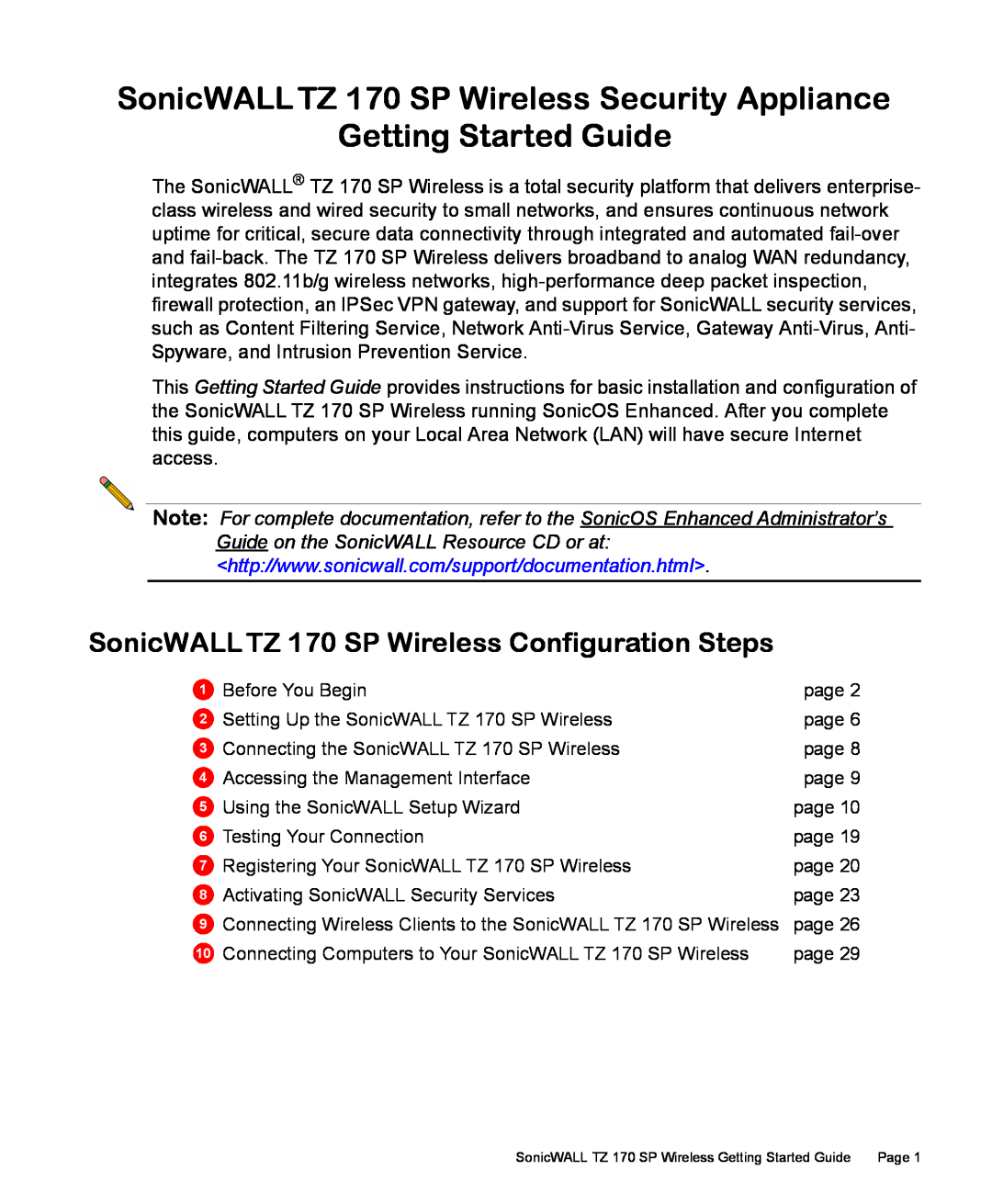SonicWALL manual SonicWALL TZ 170 SP Wireless Security Appliance, Getting Started Guide 