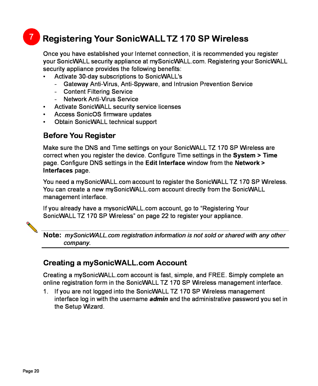 SonicWALL manual Registering Your SonicWALL TZ 170 SP Wireless, Before You Register 