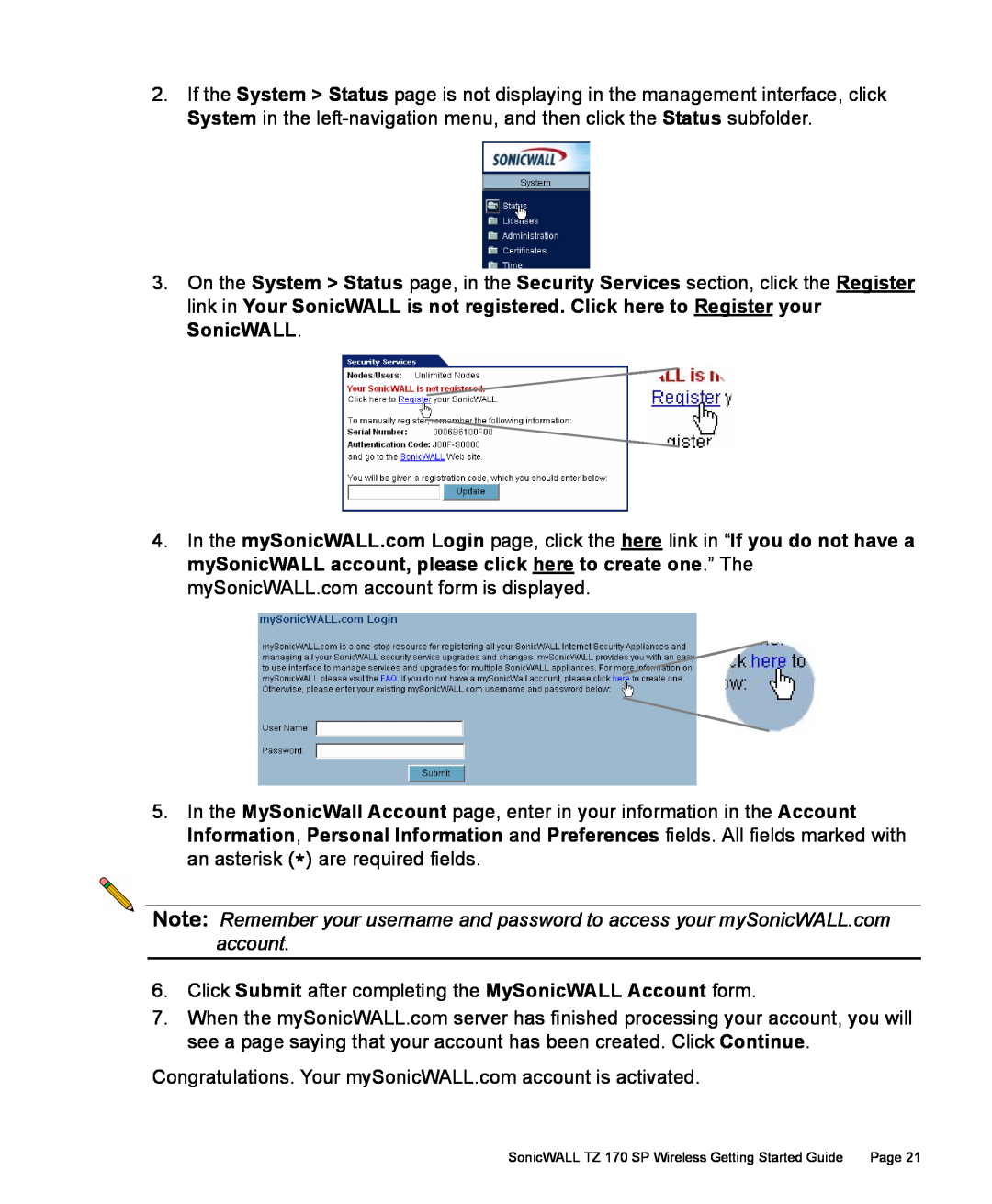 SonicWALL TZ 170 SP manual 