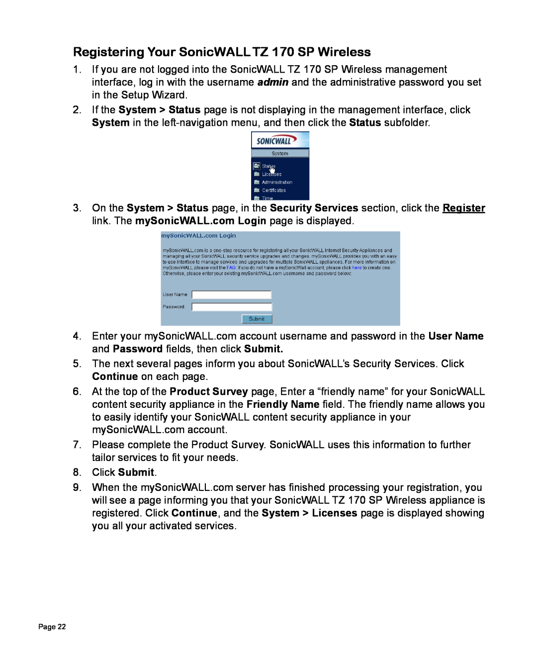 SonicWALL manual Registering Your SonicWALL TZ 170 SP Wireless 