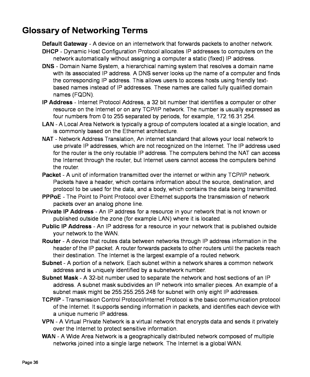 SonicWALL TZ 170 SP manual Glossary of Networking Terms 