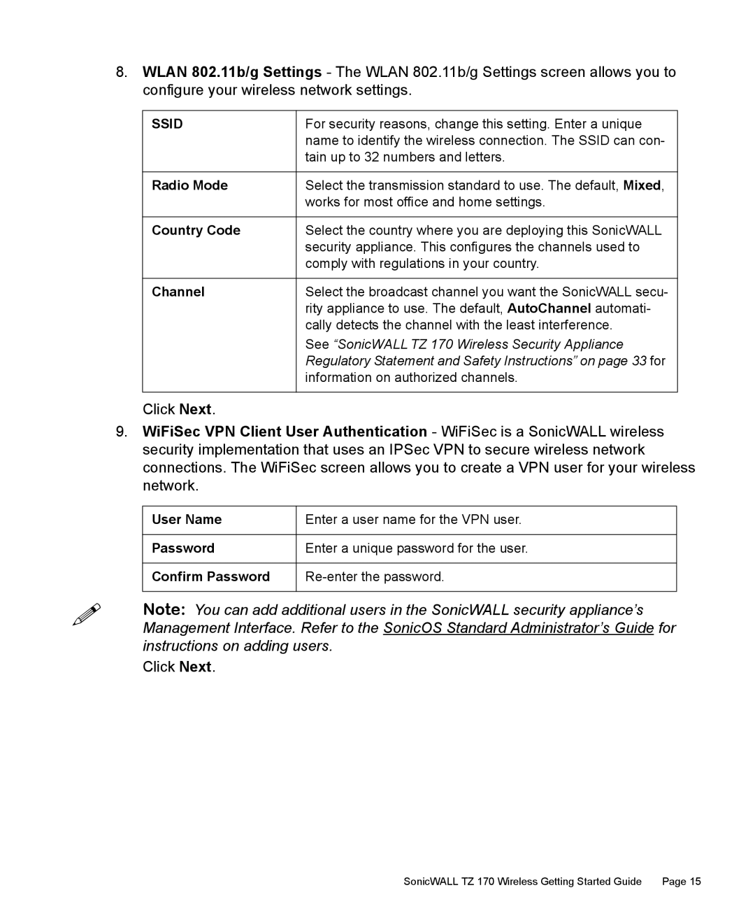 SonicWALL TZ 170 manual Ssid 