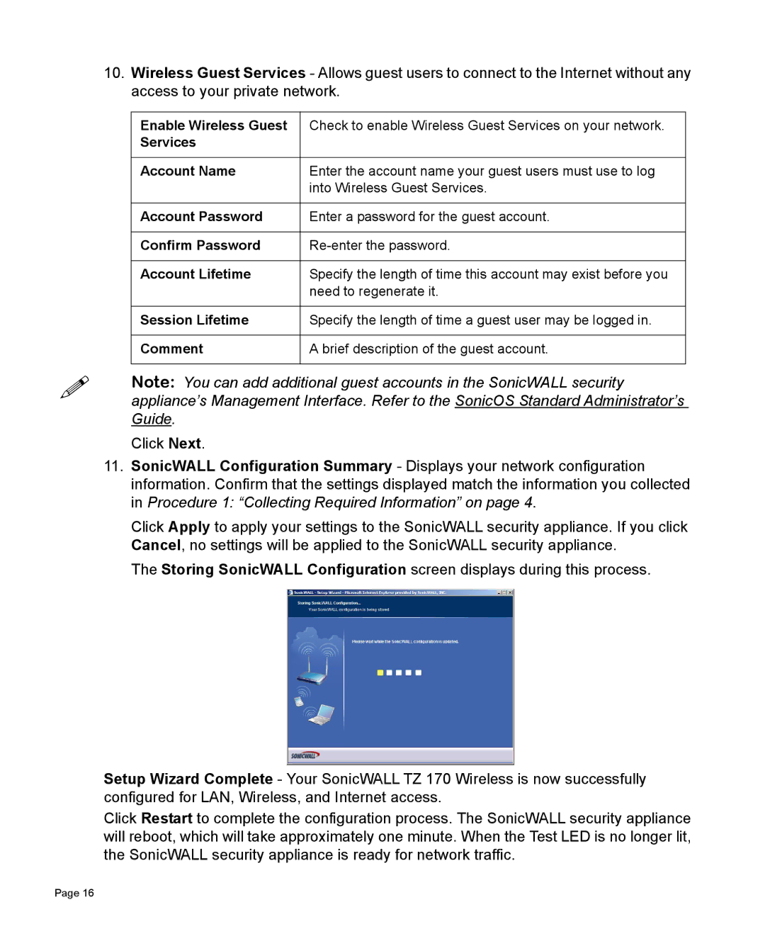 SonicWALL TZ 170 manual Enable Wireless Guest 