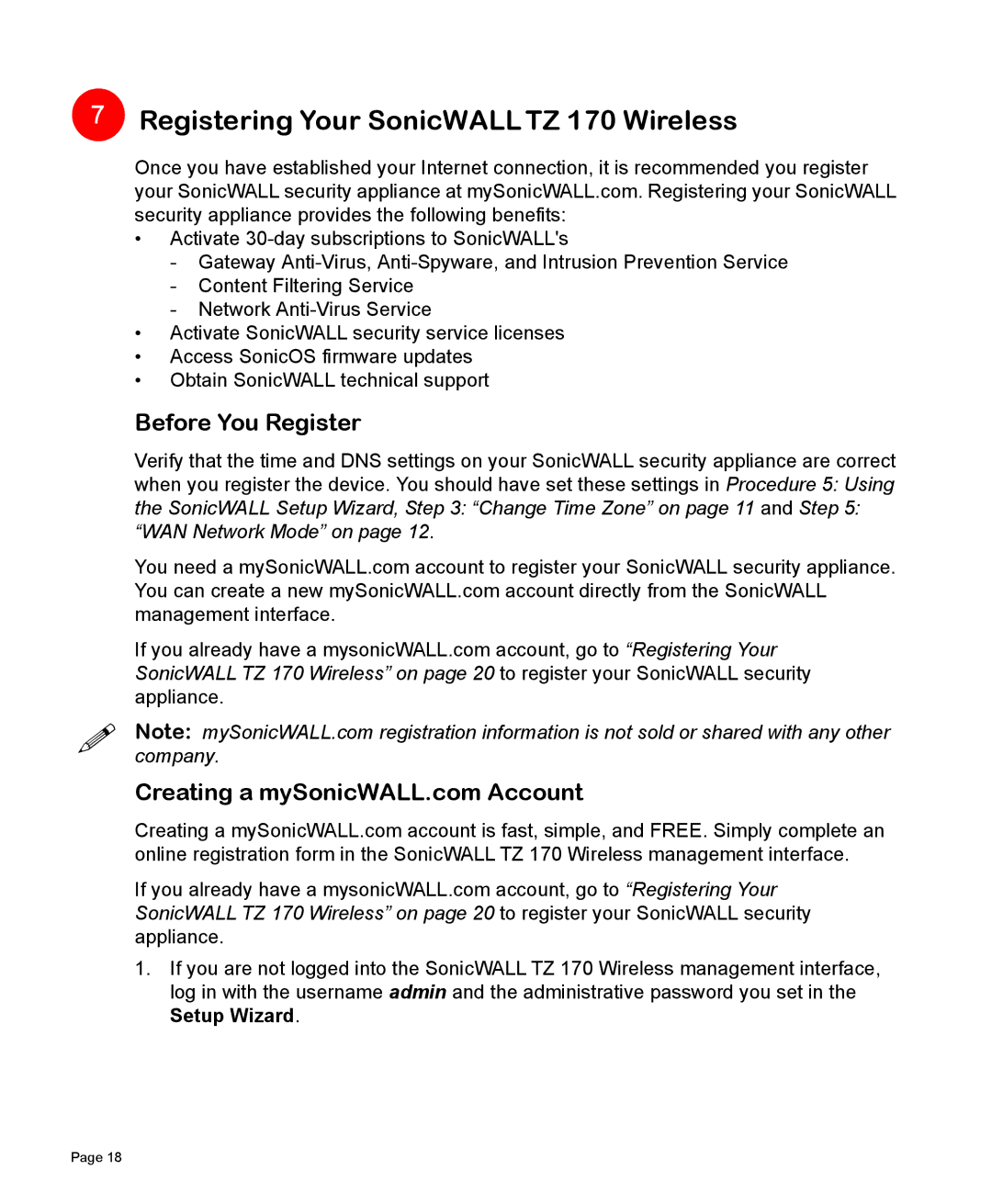 SonicWALL manual Registering Your SonicWALLTZ 170 Wireless, Before You Register 