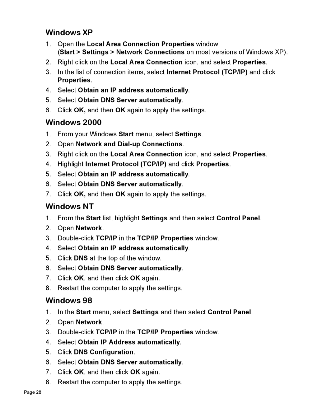 SonicWALL TZ 170 manual Windows XP, Windows NT, Open Network and Dial-up Connections 