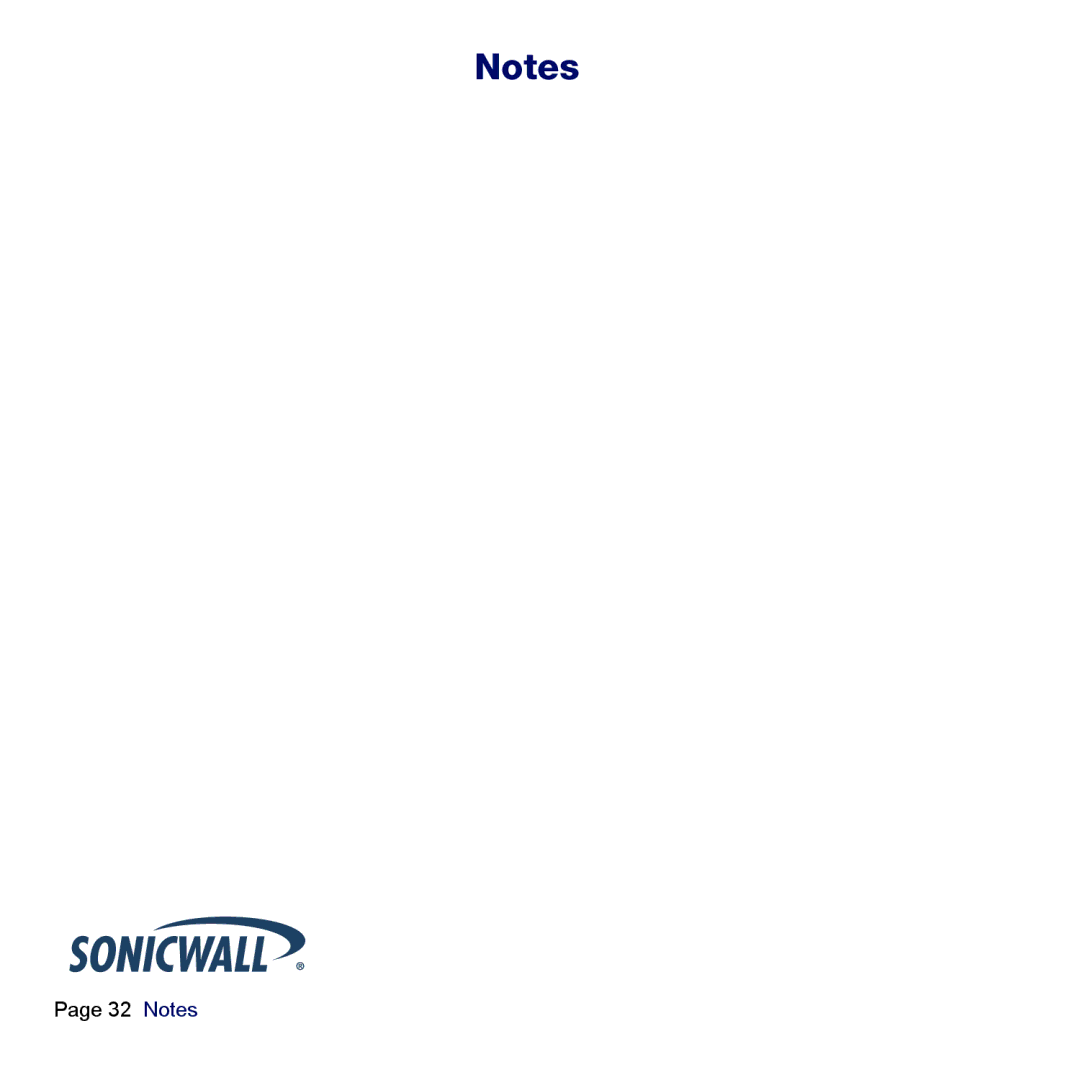 SonicWALL TZ 180 manual Notes 