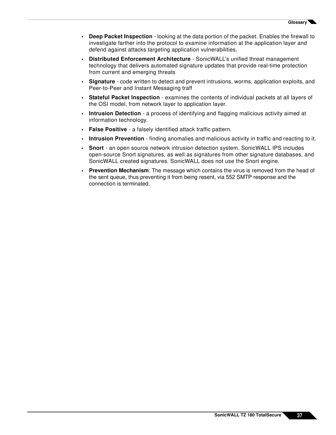 SonicWALL TZ 180 manual Glossary 