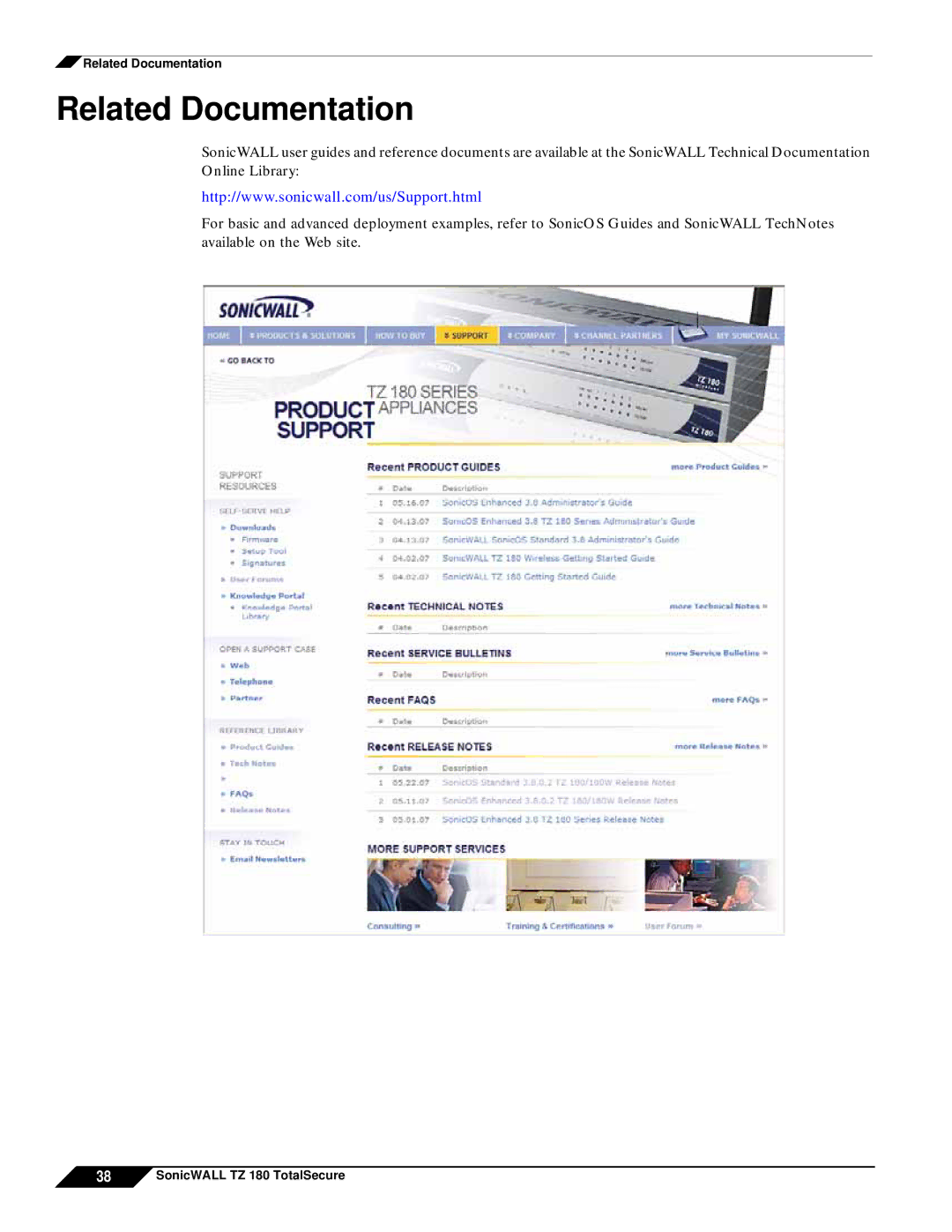 SonicWALL TZ 180 manual Related Documentation 