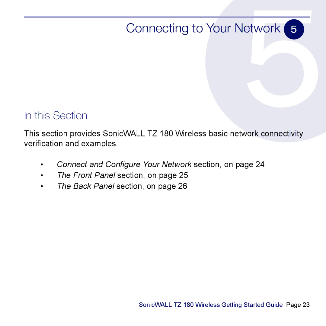 SonicWALL TZ 180 manual Connecting to Your Network, Connect and Configure Your Network section, on 