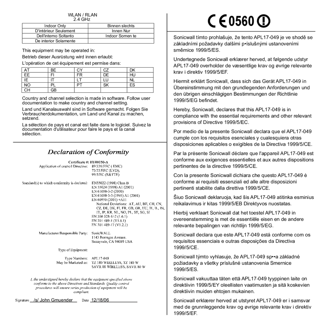 SonicWALL TZ 180 manual Vhwhqg SurylvlrqvRiLuhfwlyh& 