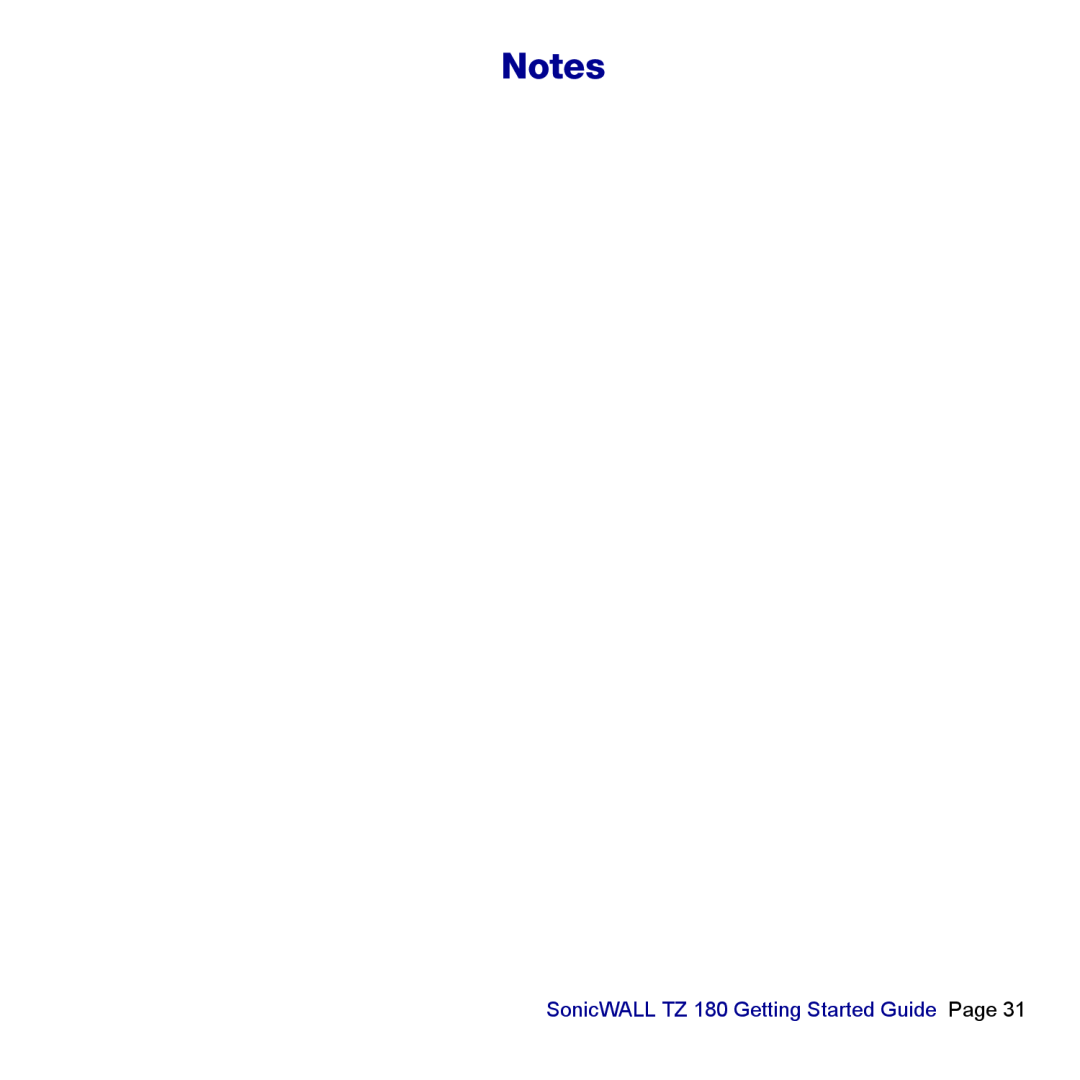 SonicWALL manual SonicWALL TZ 180 Getting Started Guide Page 