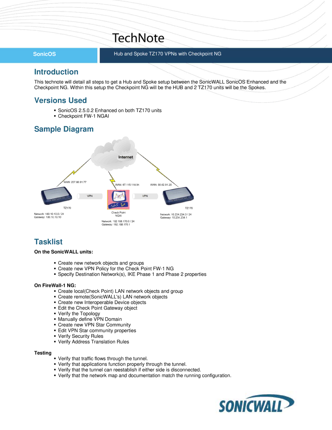 SonicWALL TZ170 manual On the SonicWALL units, On FireWall-1 NG, Testing 