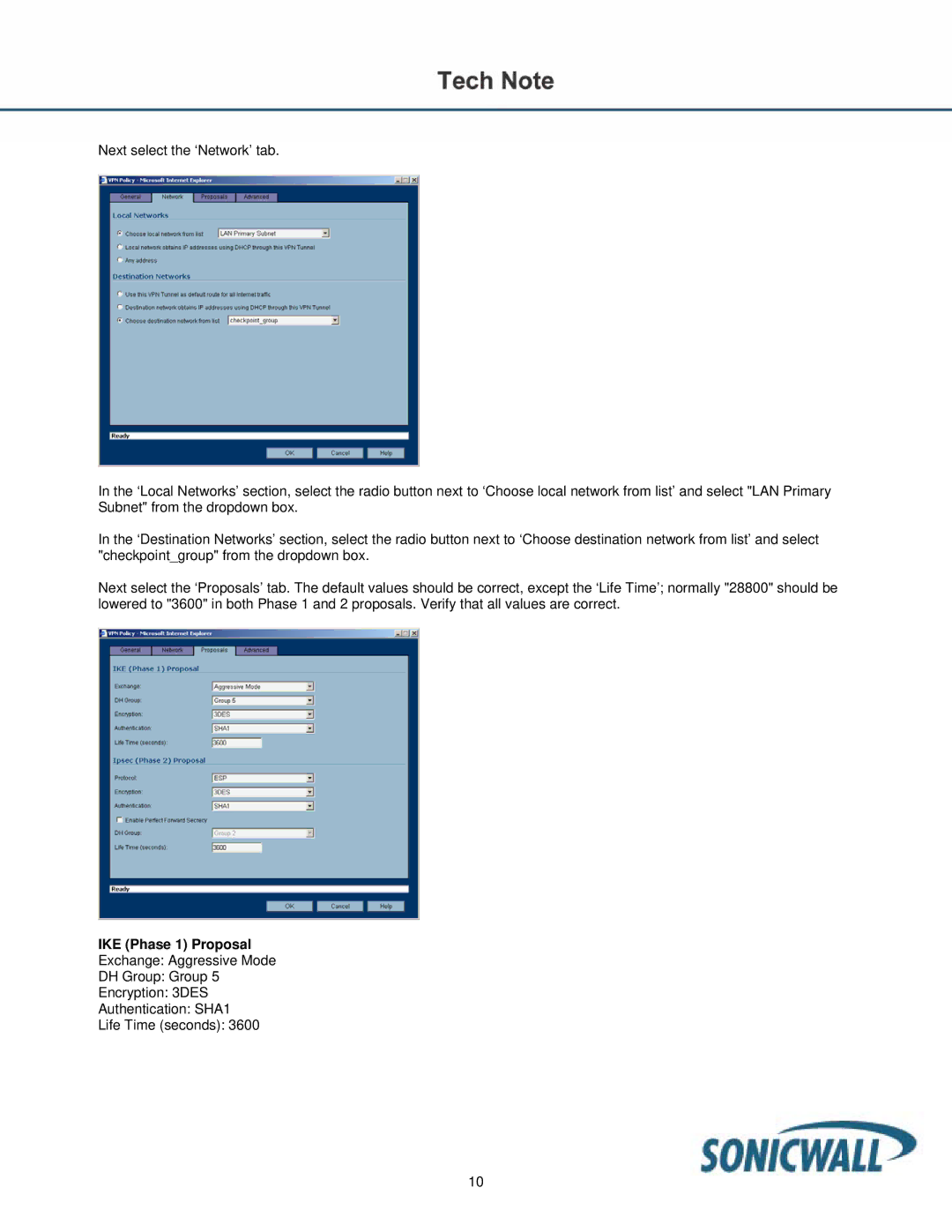 SonicWALL TZ170 manual IKE Phase 1 Proposal 