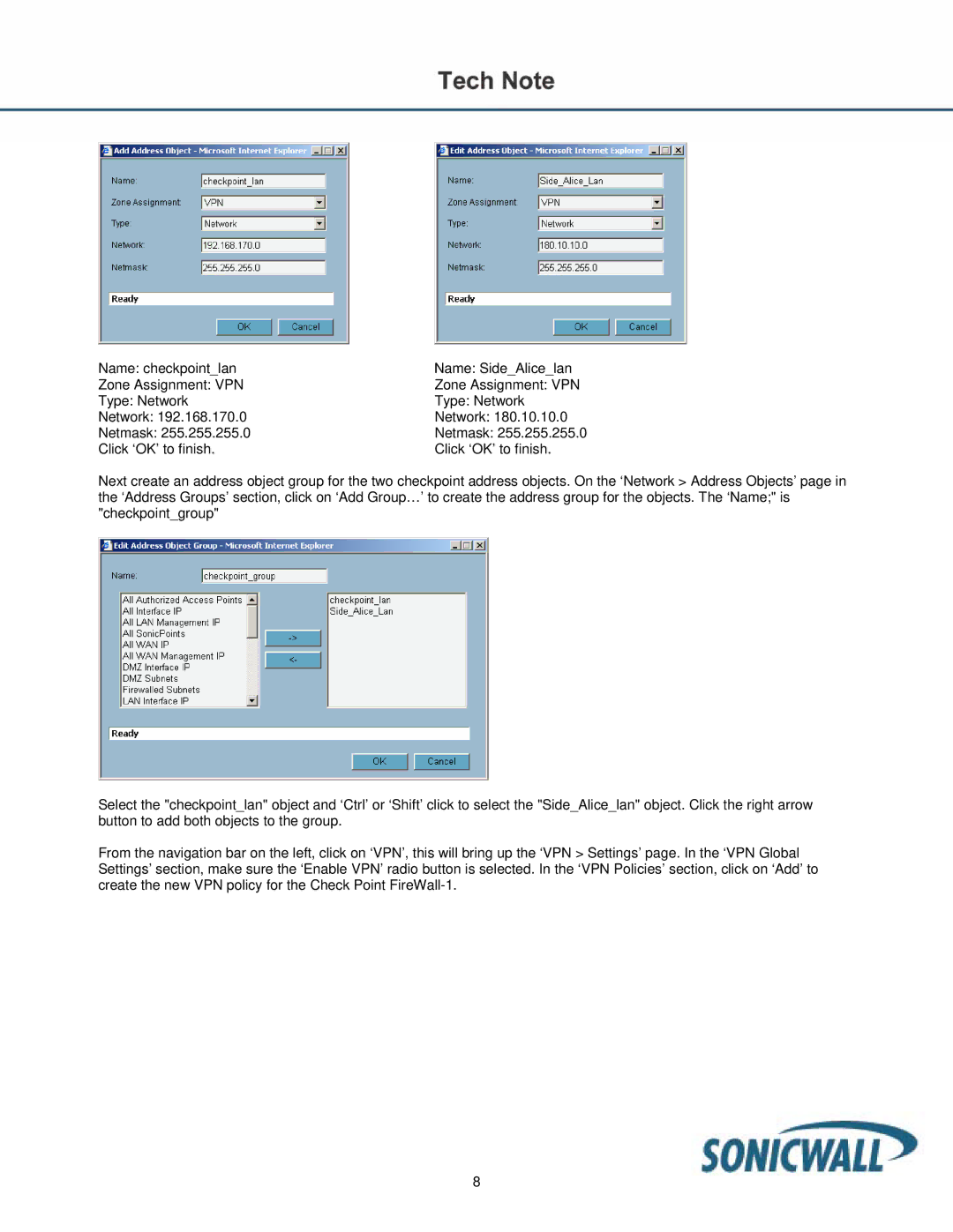 SonicWALL TZ170 manual Netmask 