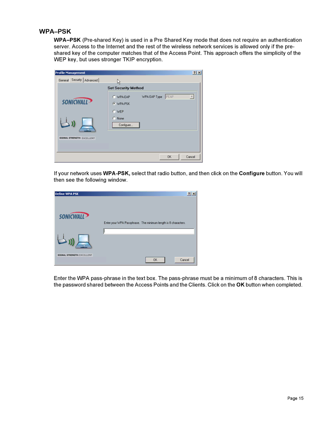 SonicWALL Wireless Card manual Wpa-Psk 