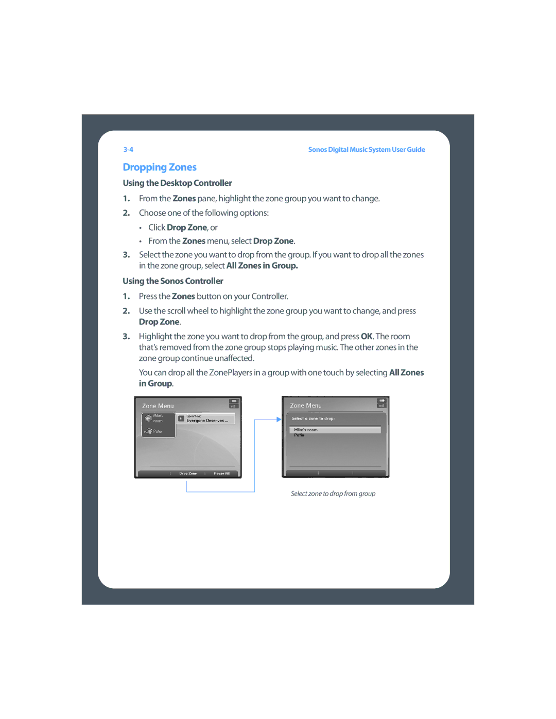 Sonos Digital Music System manual Dropping Zones 