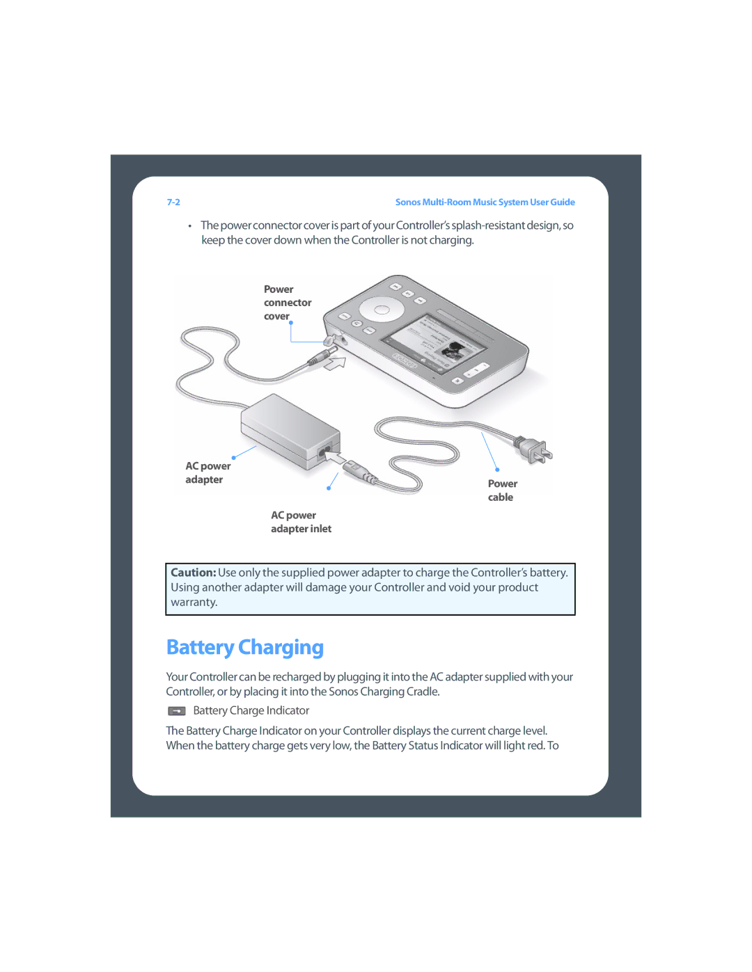 Sonos Multi-Room Music System manual Battery Charging, Battery Charge Indicator 