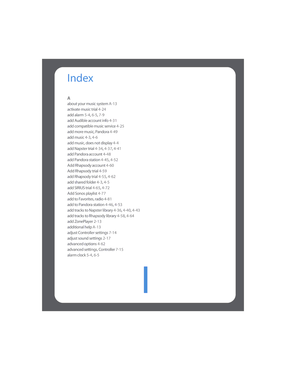 Sonos Multi-Room Music System manual Index 