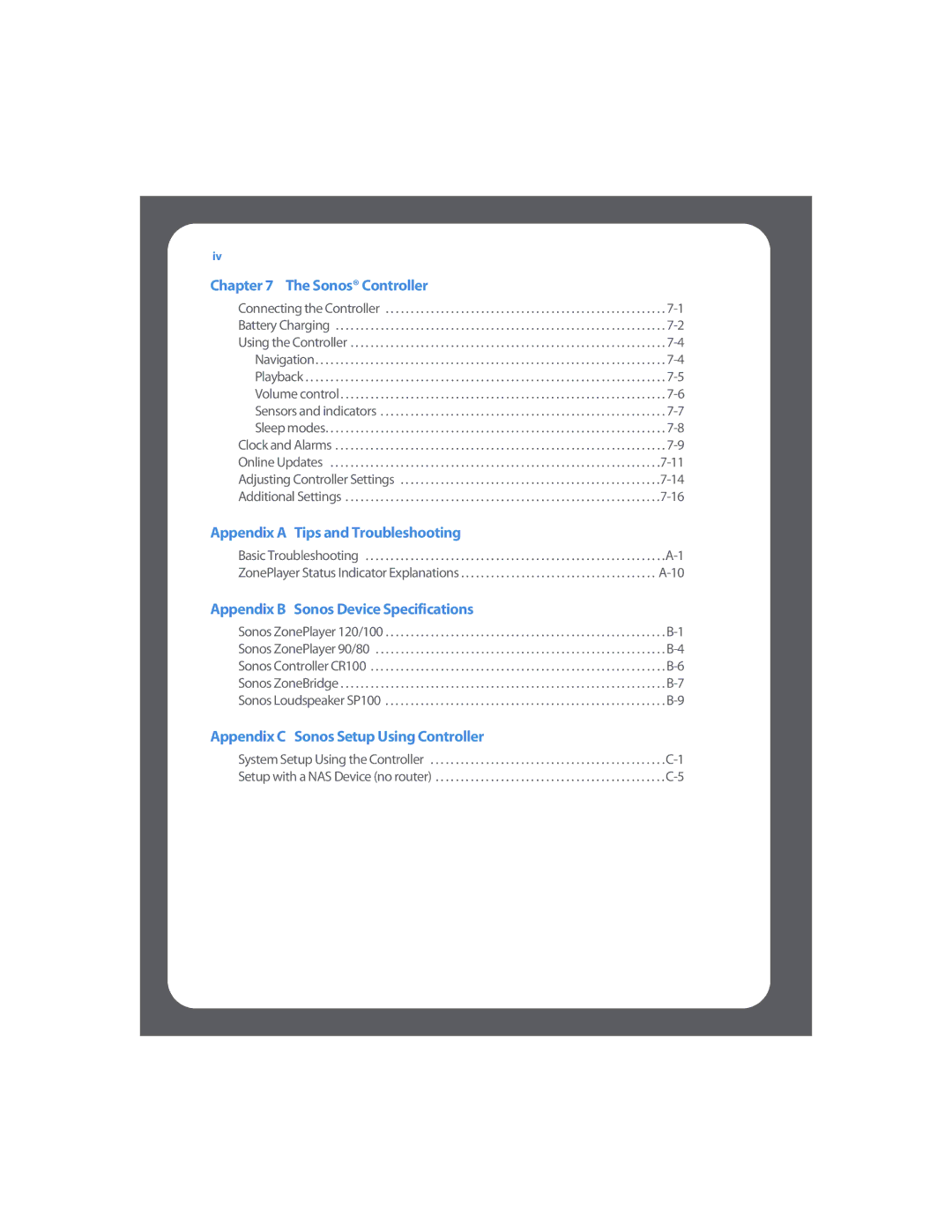 Sonos Multi-Room Music System manual Appendix C Sonos Setup Using Controller 