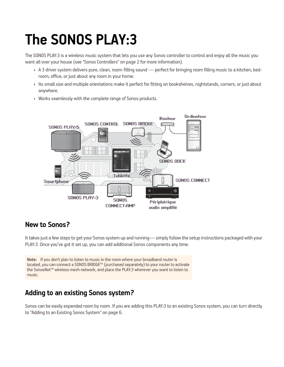 Sonos PLAY3US1BLK manual New to Sonos?, Adding to an existing Sonos system? 