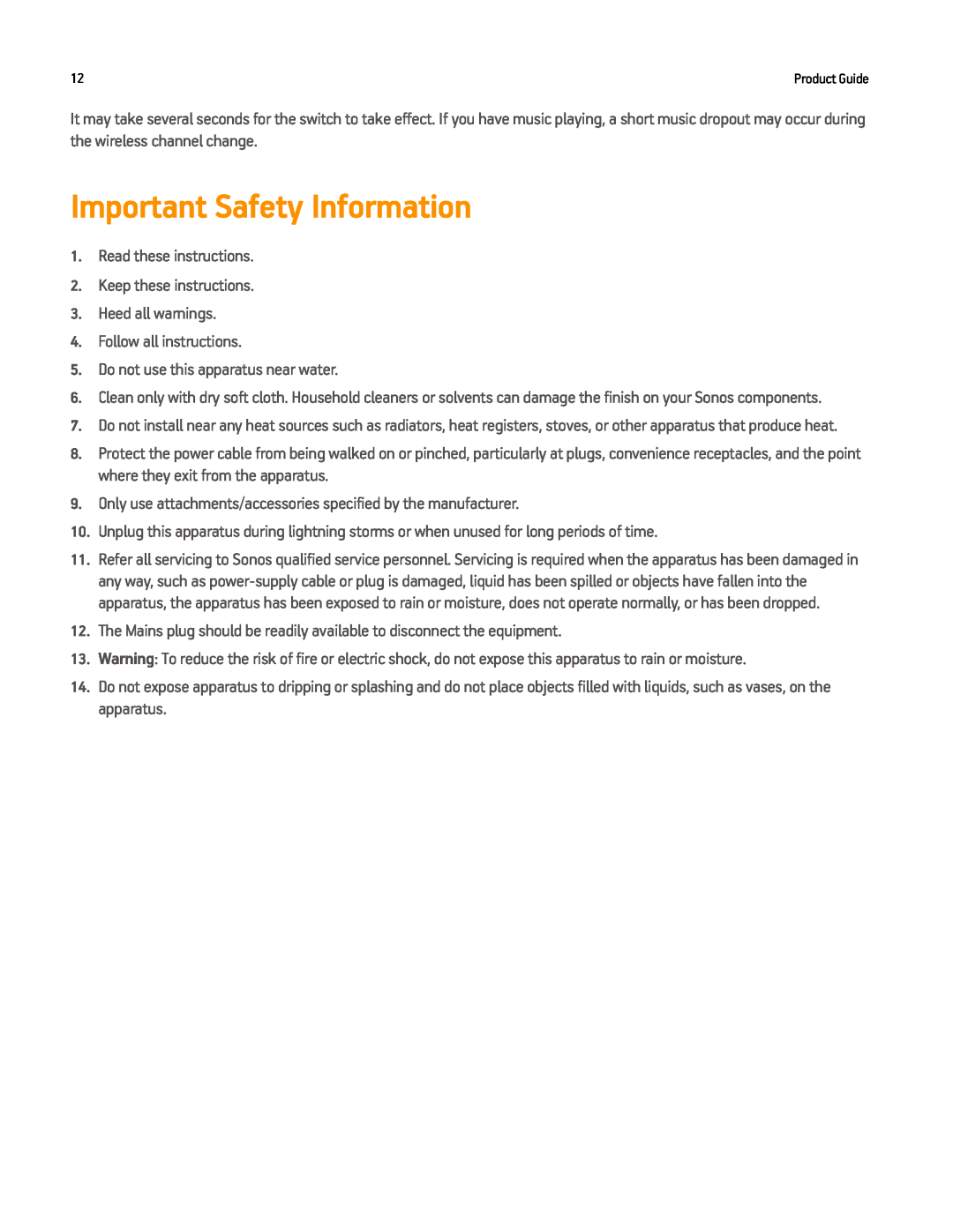 Sonos PLAY3US1BLK manual Important Safety Information 