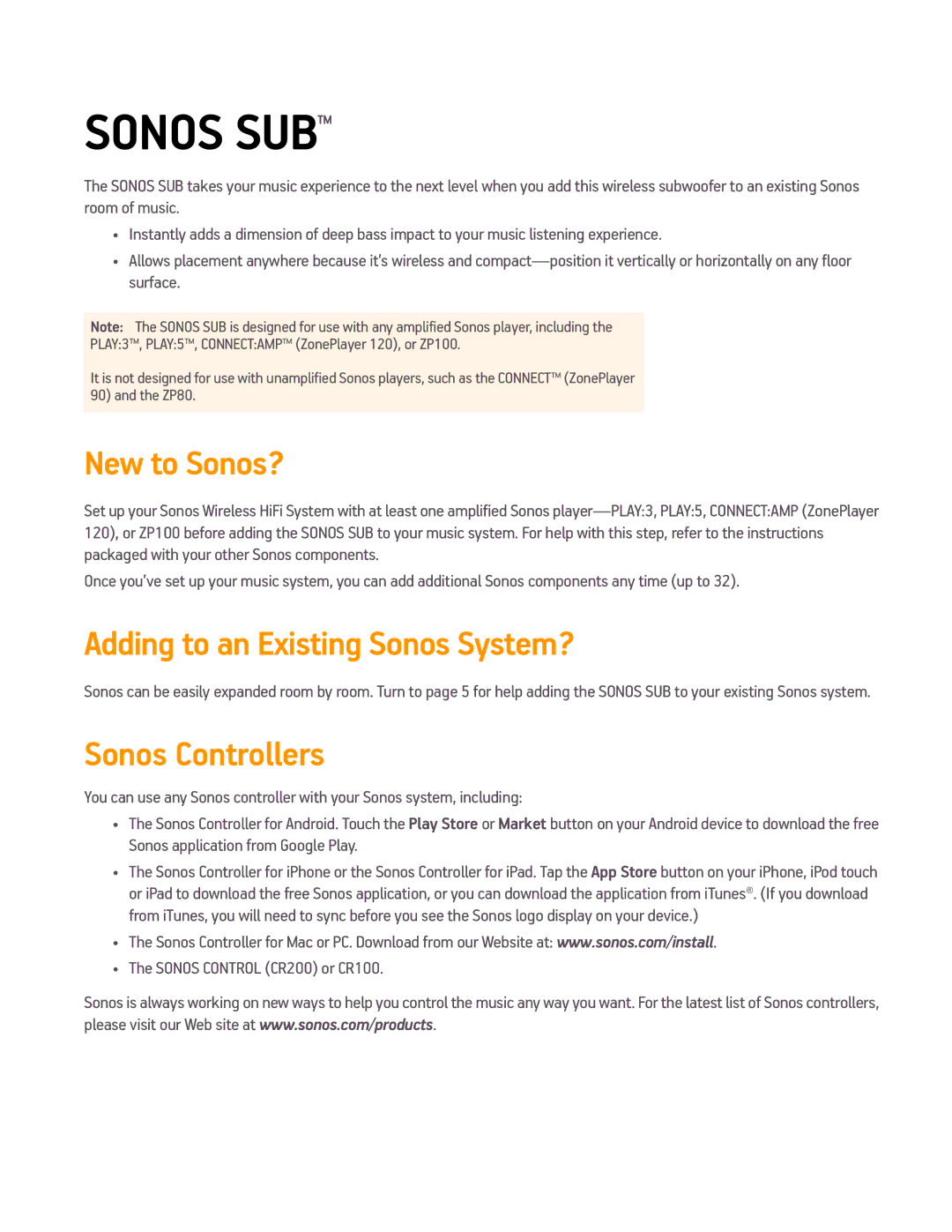 Sonos Q2 manual New to Sonos?, Adding to an Existing Sonos System?, Sonos Controllers 