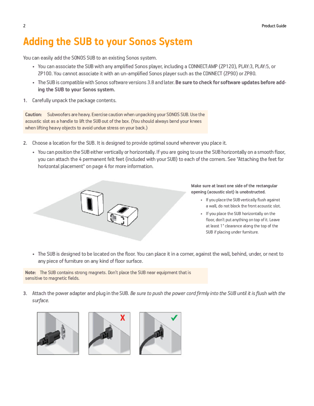 Sonos Q2 manual Adding the SUB to your Sonos System 