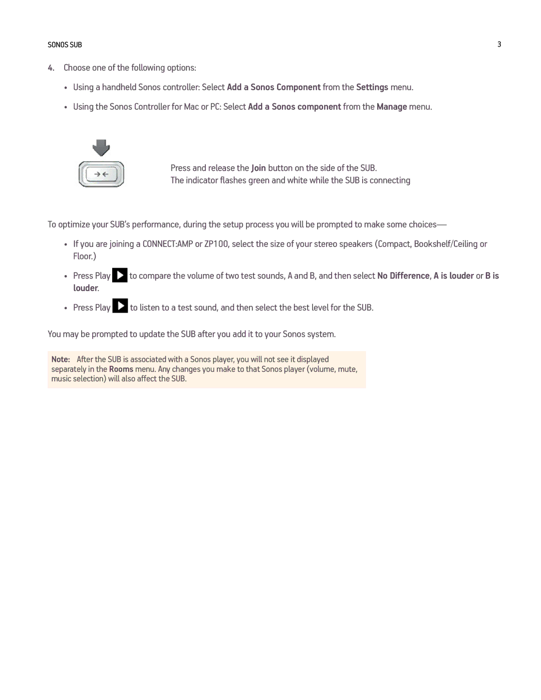 Sonos Q2 manual Sonos SUB 