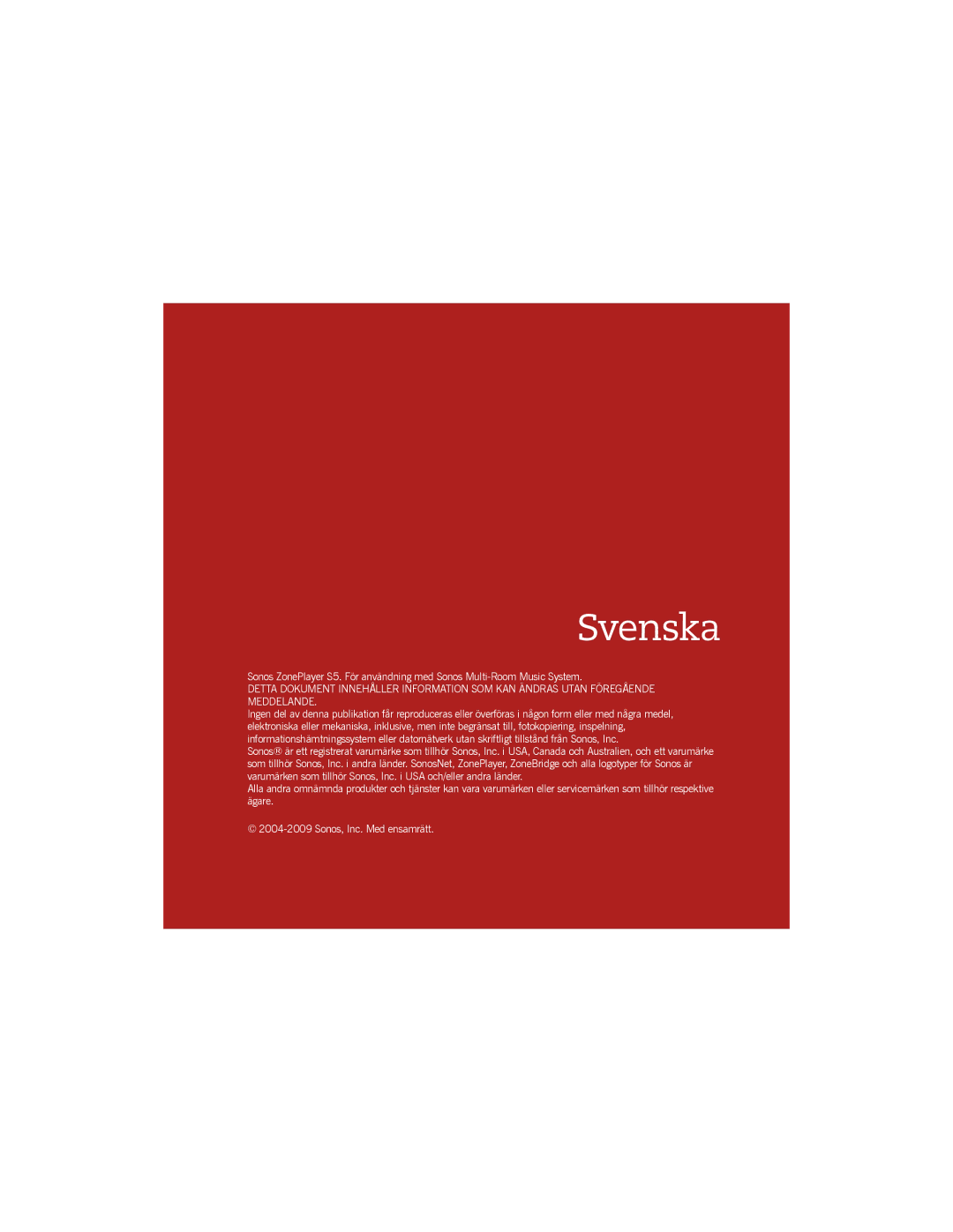 Sonos S5 manual Svenska 