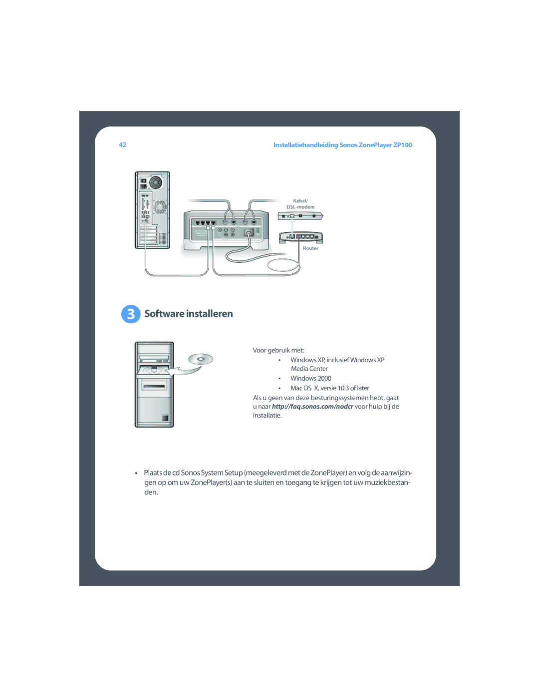 Sonos ZP100 setup guide Software installeren 